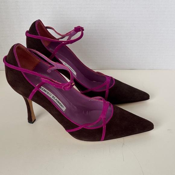 Manolo Blahnik Purple and Brown Heels - Picture 5 of 16